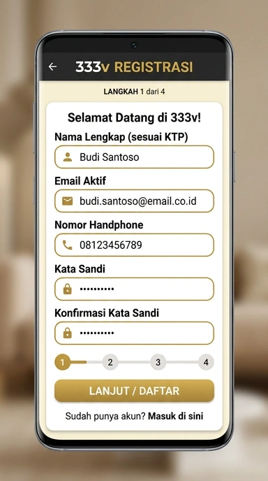 Tampilan halaman daftar 333v