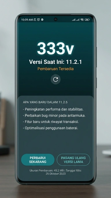 Tampilan riwayat versi 333v
